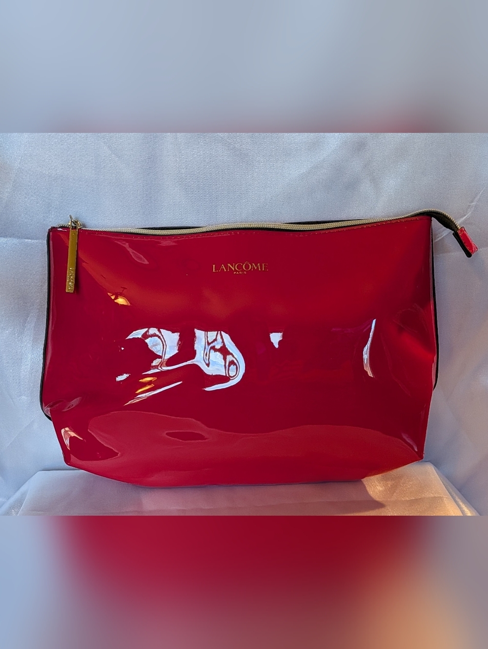 New! Lancome Red Patent Cosmetic Pouch